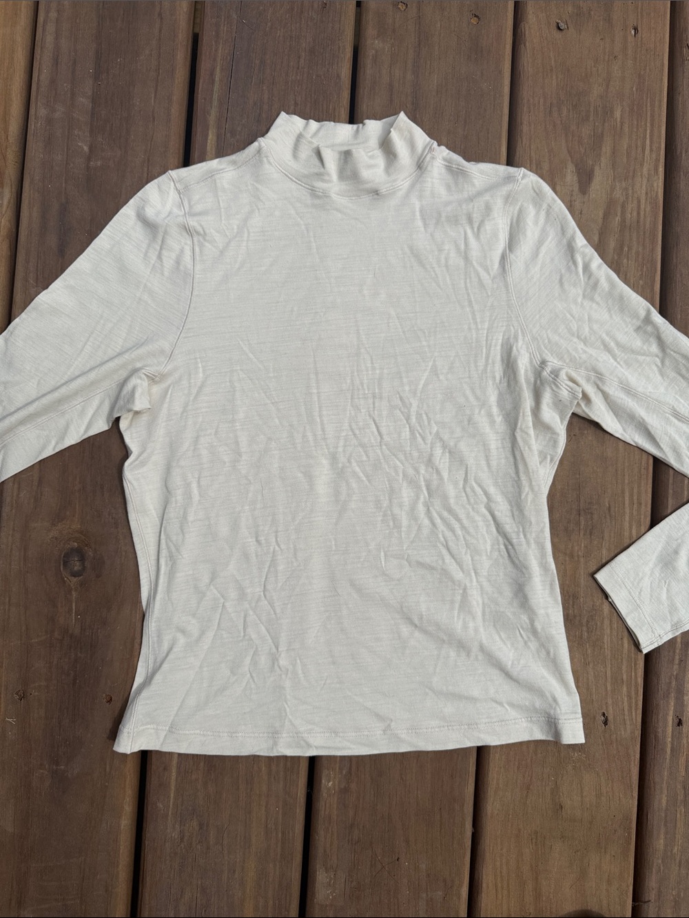 Lululemon lab Merino Wool-Blend Mock Neck Long Sleeve Shirt Natural Ivory